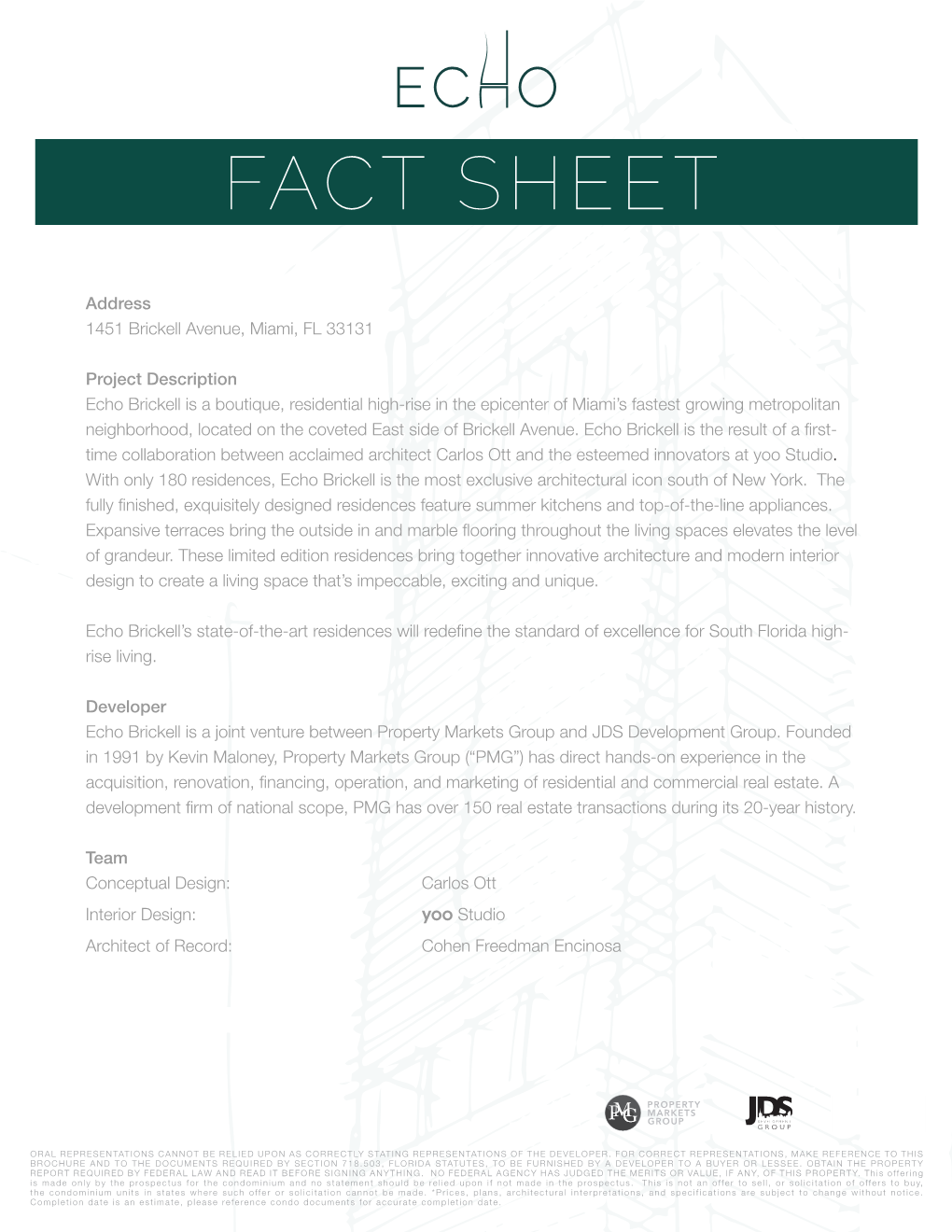 Echo Brickell Condos Fact Sheet