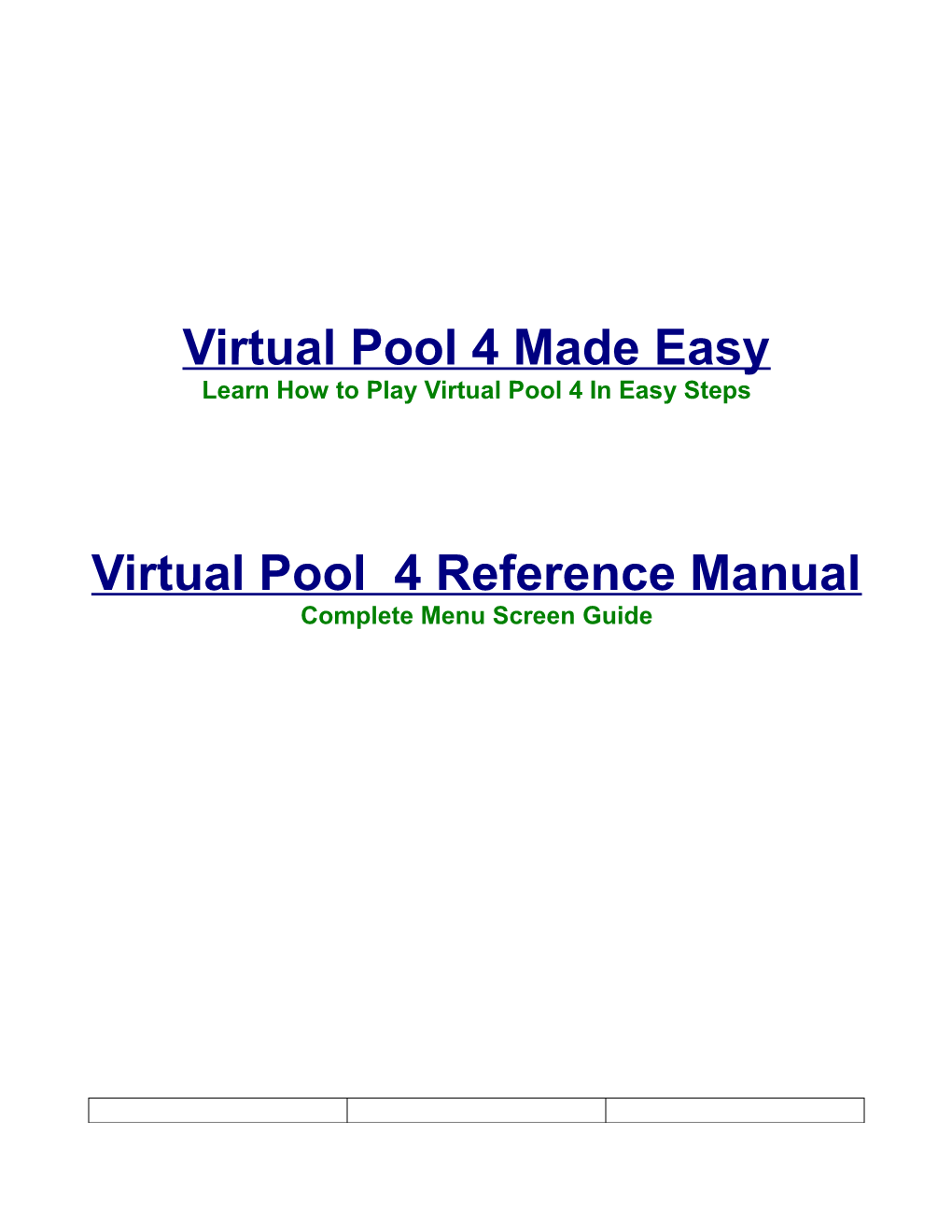 Virtual Pool 4 Made Easy Learn How to Play Virtual Pool 4 in Easy Steps