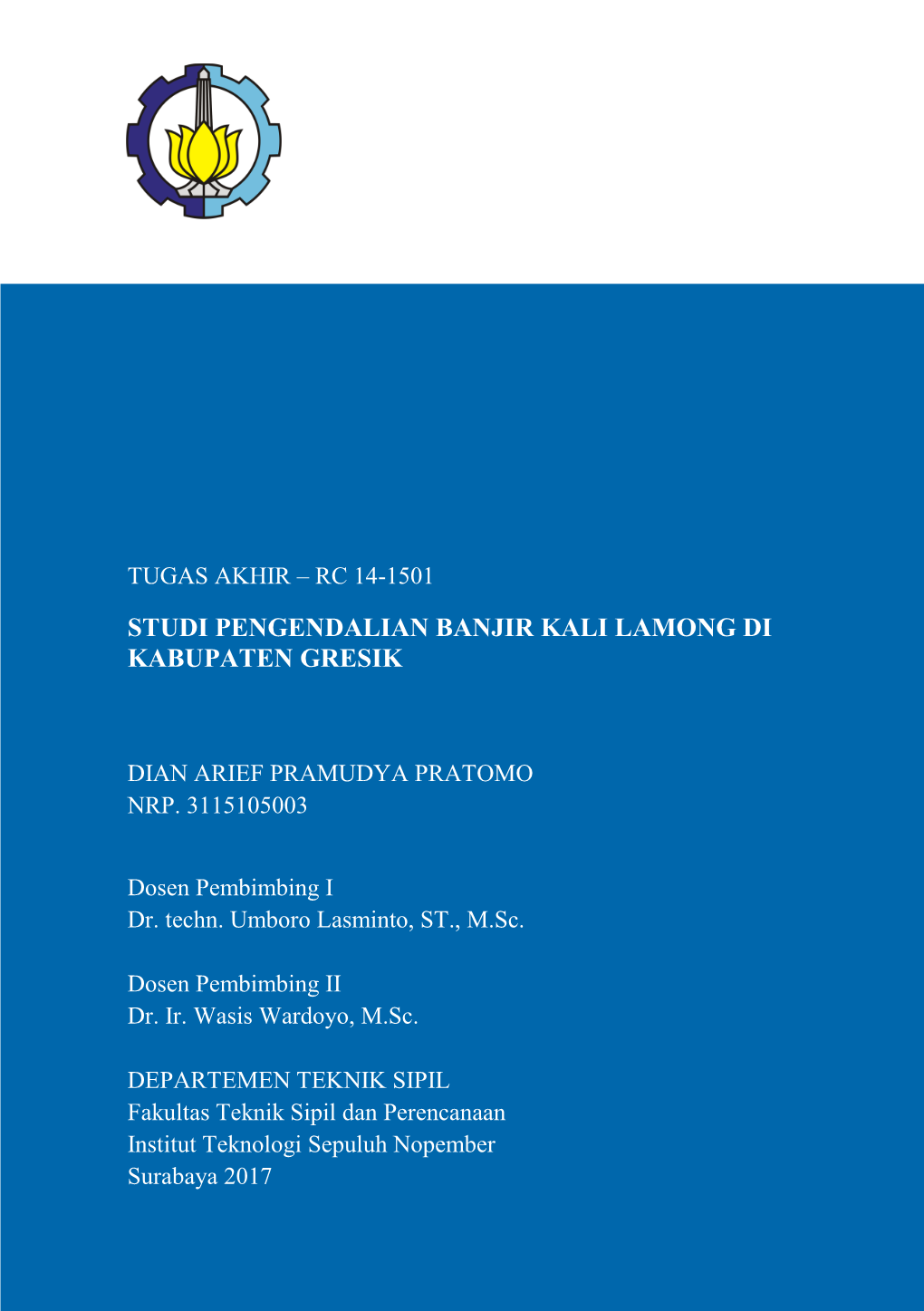 Rc 14-1501 Studi Pengendalian Banjir Kali Lamong Di Kabupaten Gresik