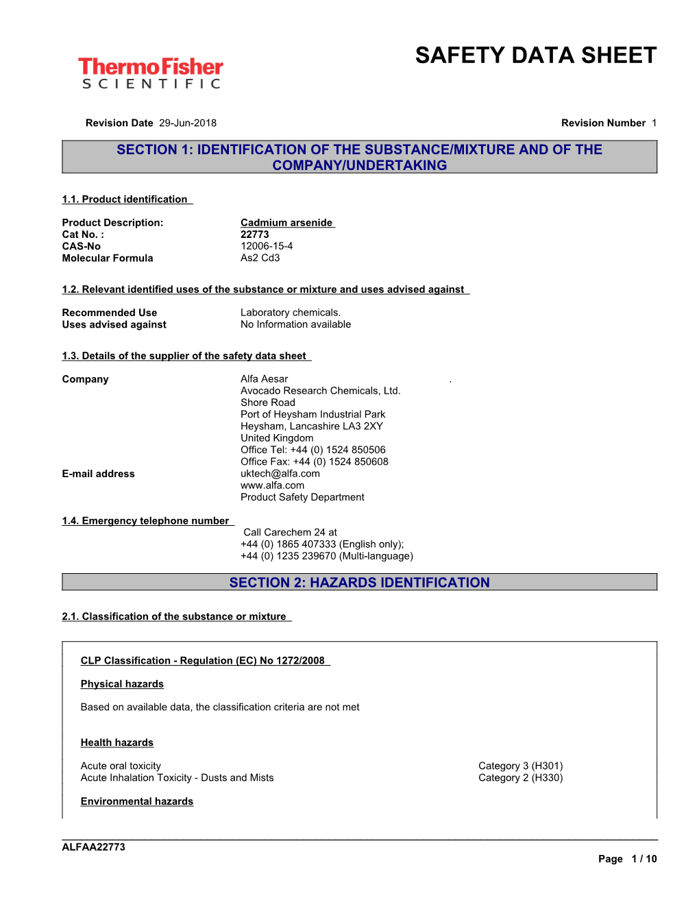 Safety Data Sheet