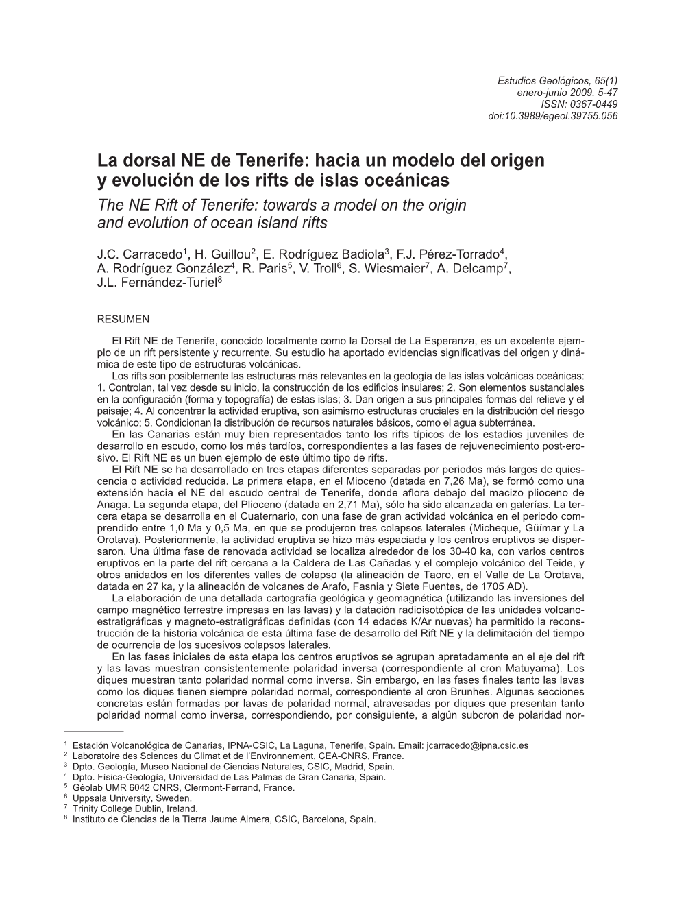 La Dorsal NE De Tenerife: Hacia Un Modelo Del Origen Y Evolución De