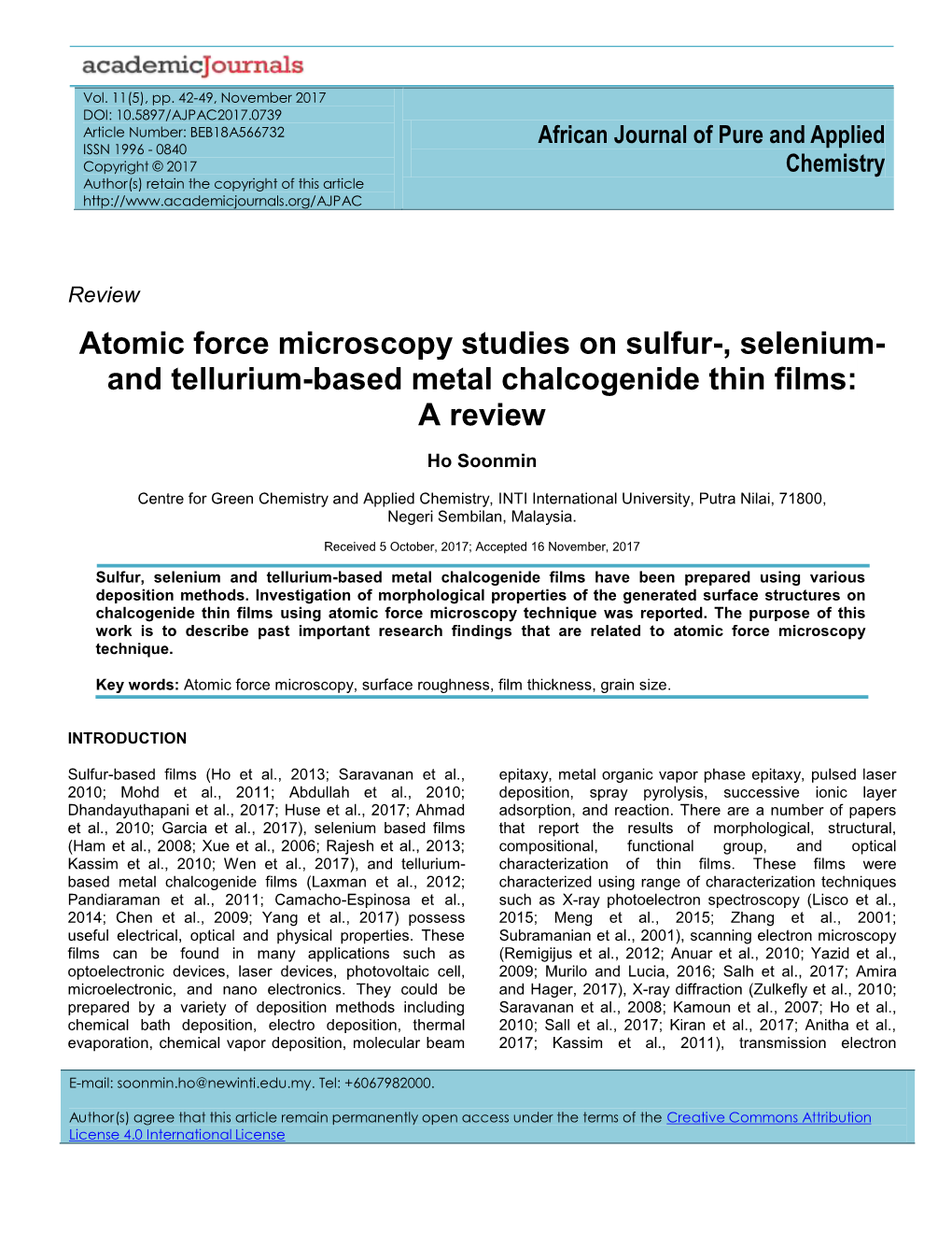 Atomic Force Microscopy Studies on Sulfur-, Selenium- and Tellurium-Based Metal Chalcogenide Thin Films: a Review