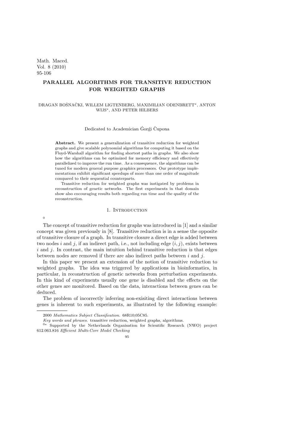 95-106 Parallel Algorithms for Transitive Reduction for Weighted Graphs