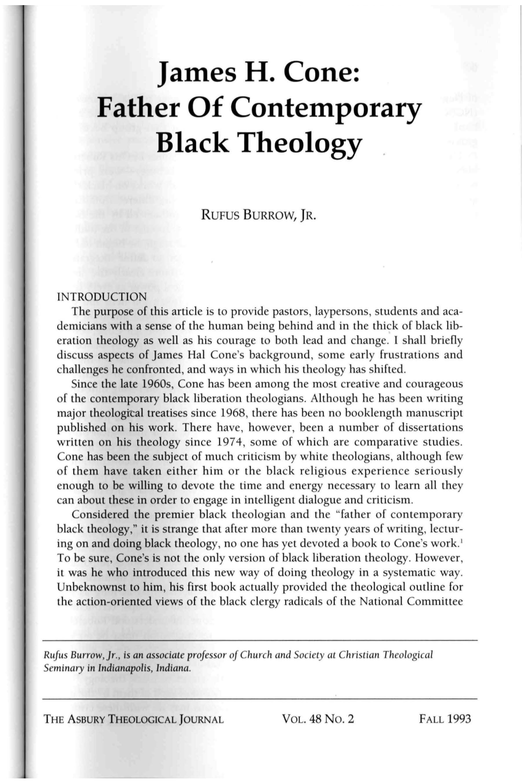 James H. Cone: Father of Contemporary Black Theology