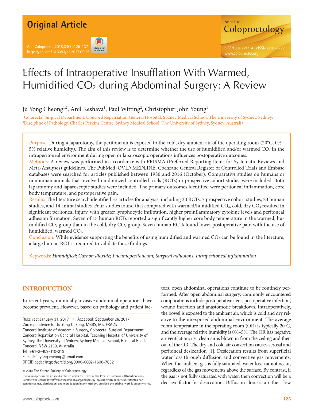 Effects of Intraoperative Insufflation with Warmed, Humidified CO2 During Abdominal Surgery: a Review