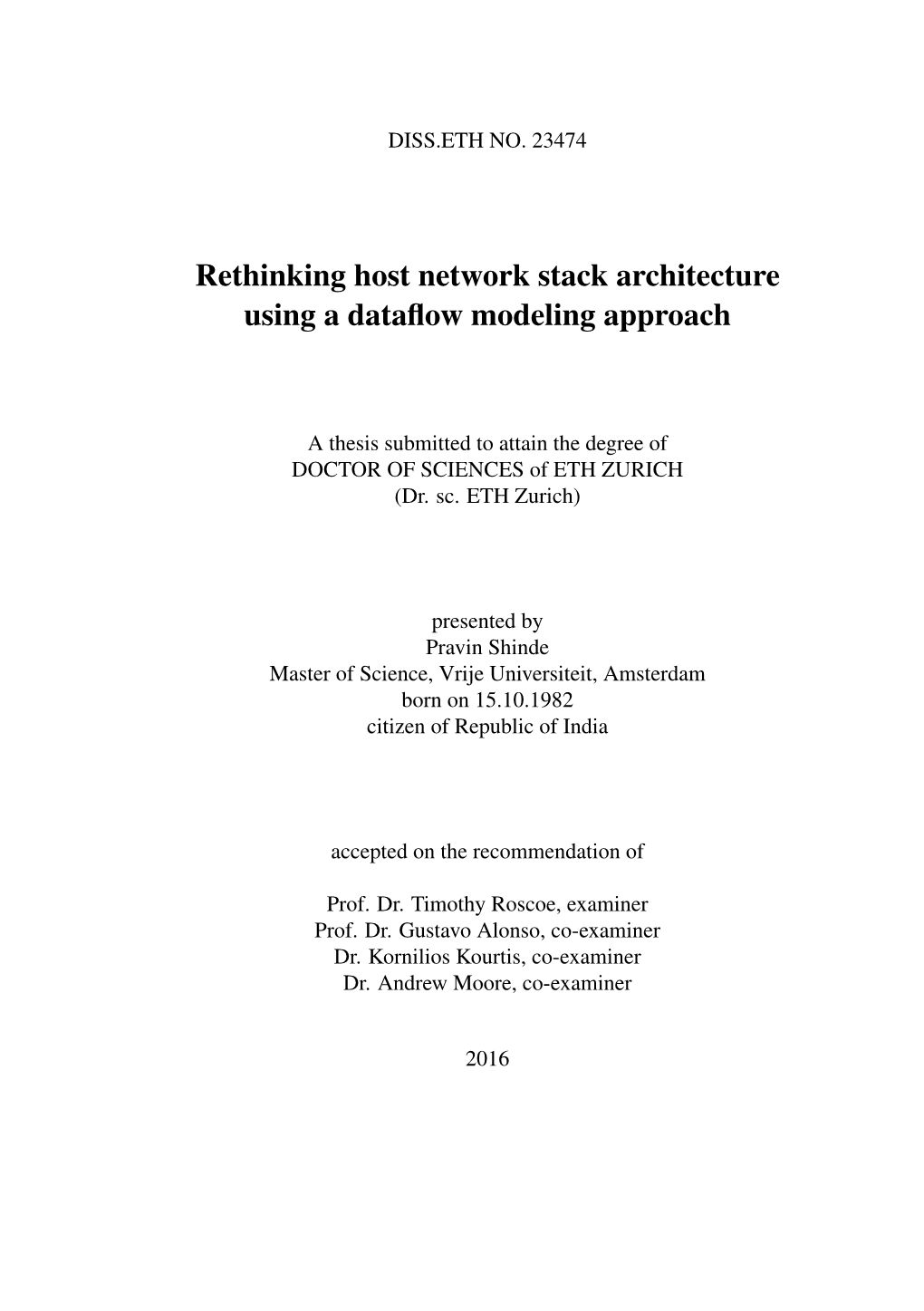 Rethinking Host Network Stack Architecture Using a Dataflow Modeling Approach