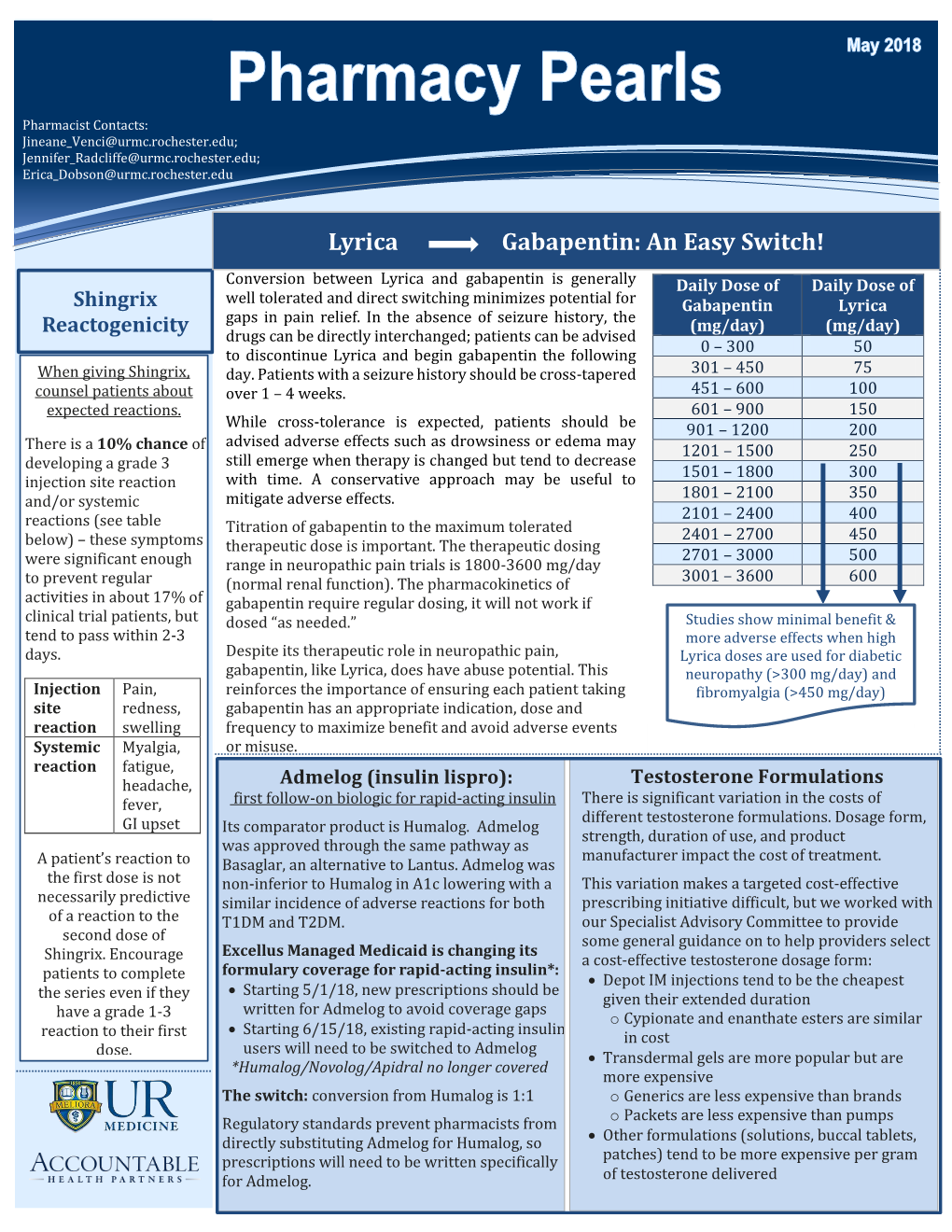 Lyrica Gabapentin: an Easy Switch!