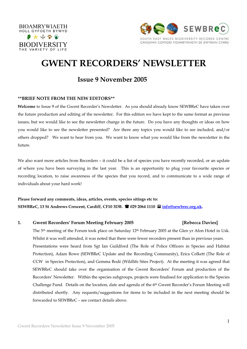 Gwent Recorders' Newsletter No. 09