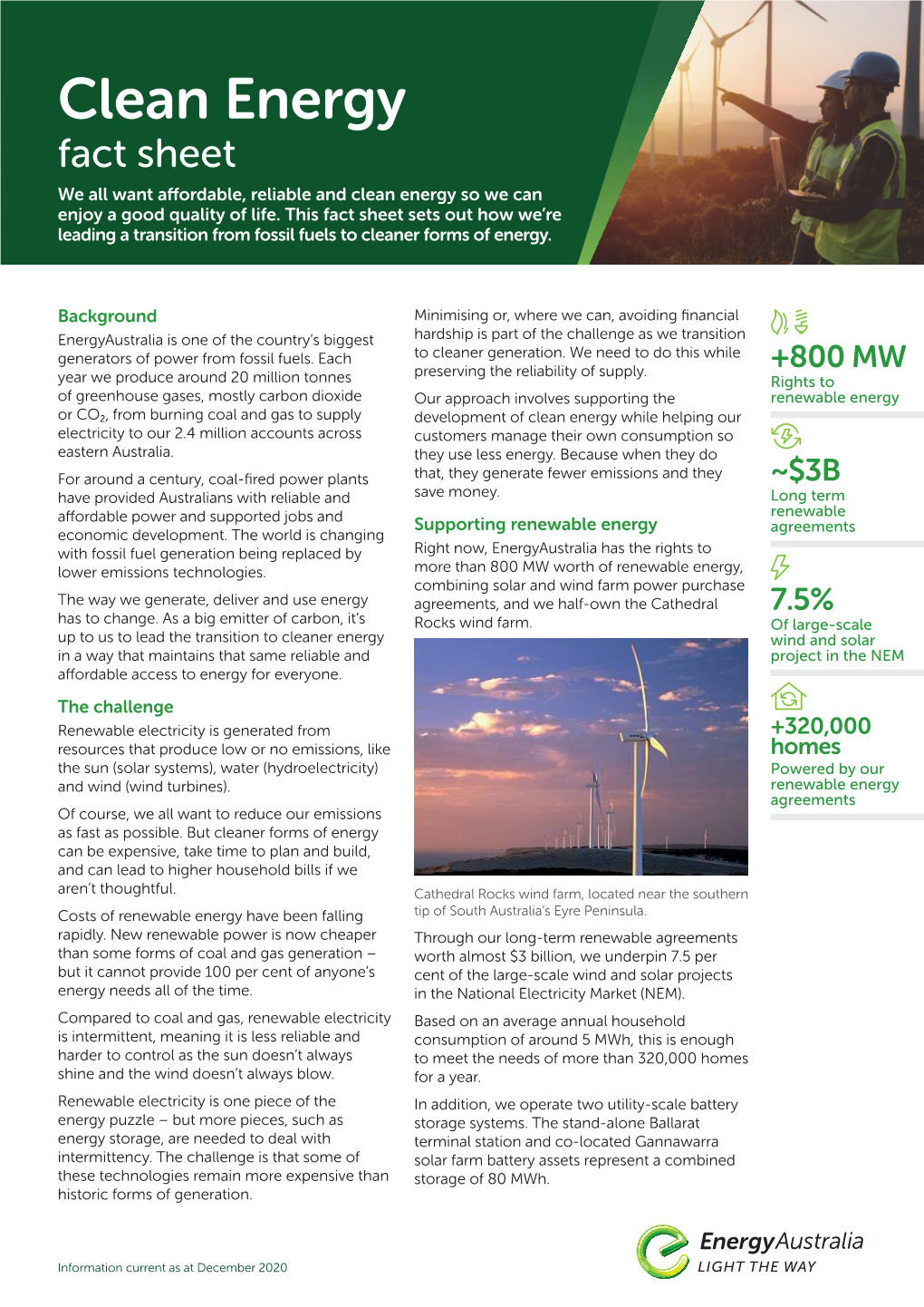 Clean Energy Fact Sheet We All Want Affordable, Reliable and Clean Energy So We Can Enjoy a Good Quality of Life