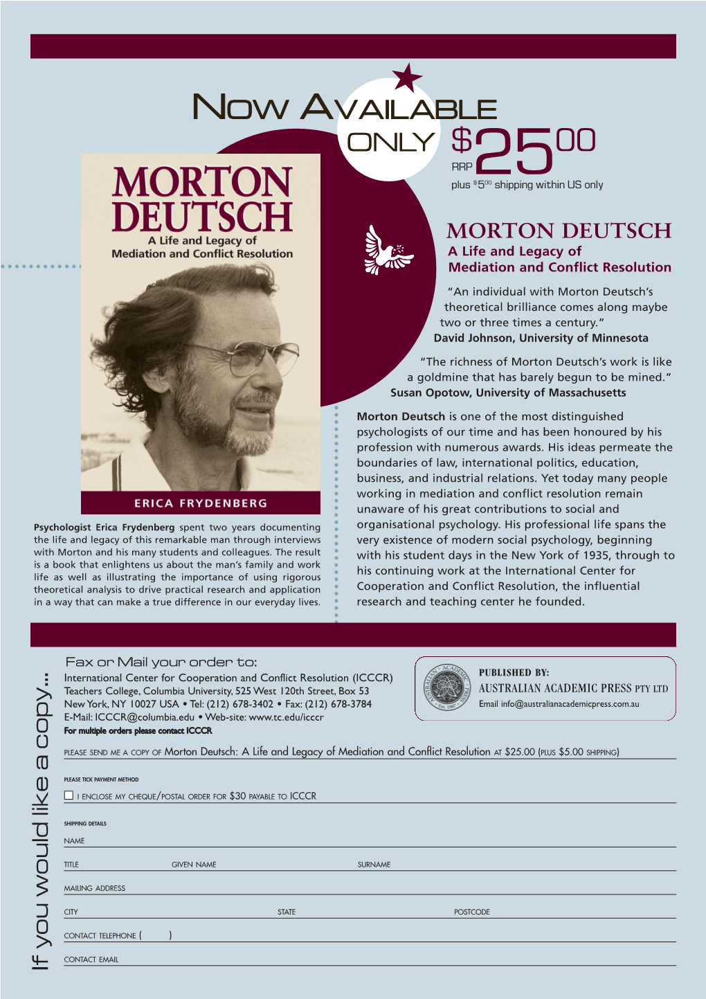 MORTON DEUTSCH a Life and Legacy of Mediation and Conflict Resolution