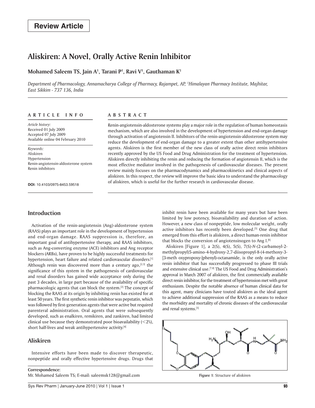 Aliskiren: a Novel, Orally Active Renin Inhibitor