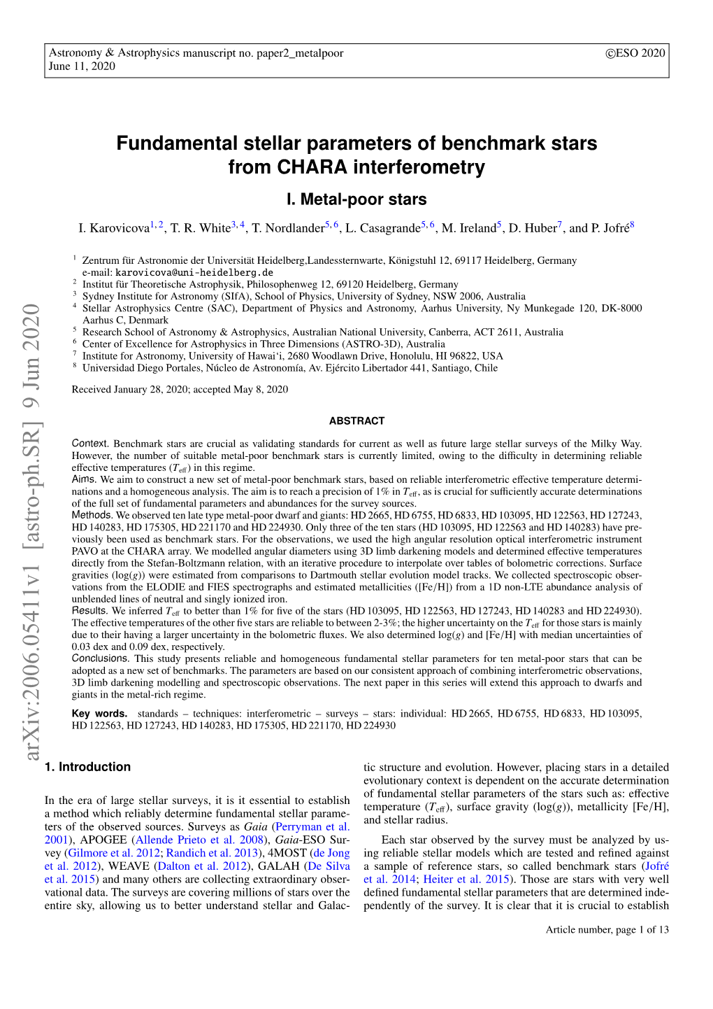 Fundamental Stellar Parameters of Benchmark Stars from CHARA Interferometry I