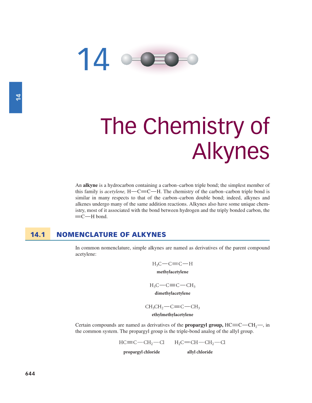 The Chemistry of Alkynes