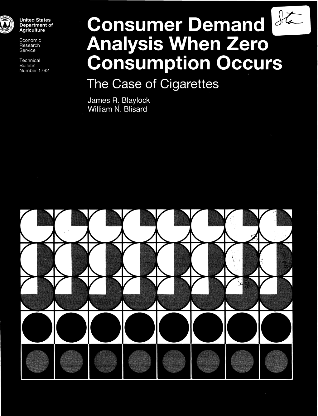 Consumer Demand Analysis When Zero Consumption Occurs: the Case of Cigarettes (TB-1792)