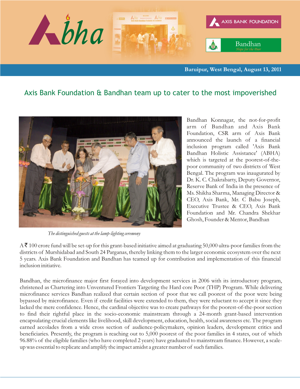 Bandhan Axis Bank Foundation & Bandhan Team up to Cater to The