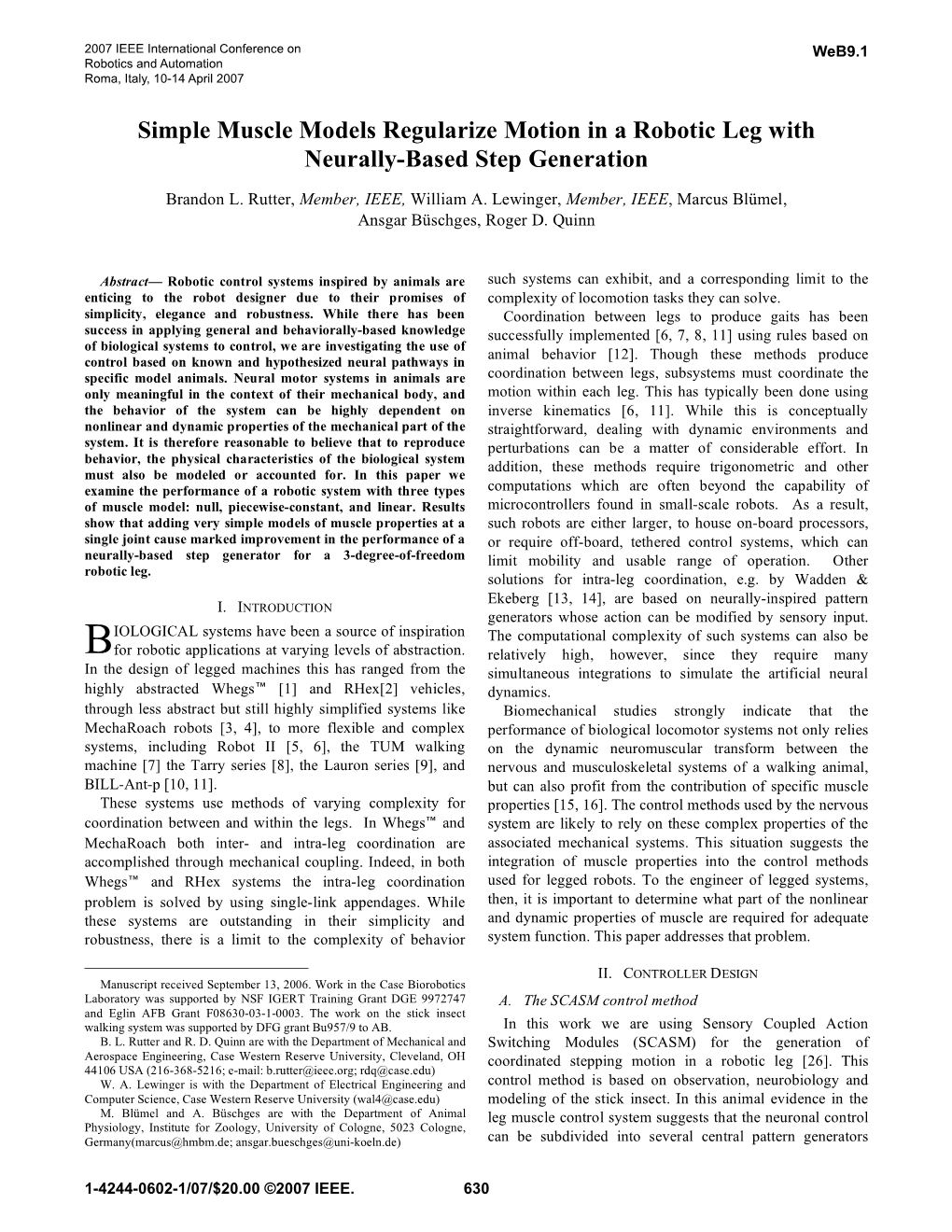 Simple Muscle Models Regularize Motion in a Robotic Leg with Neurally-Based Step Generation