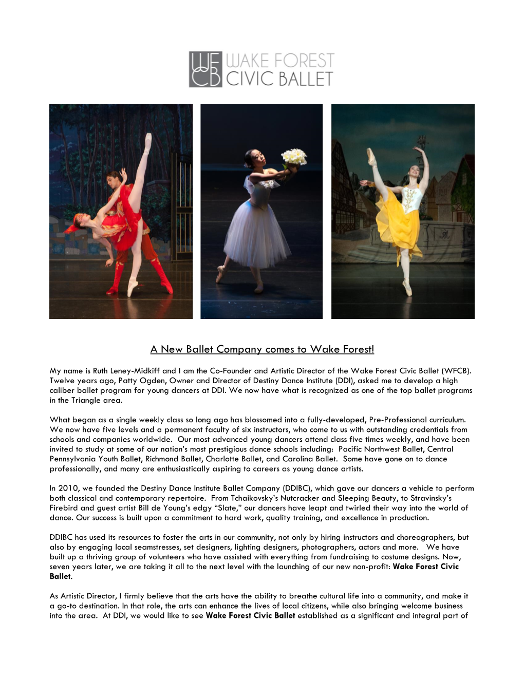 A New Ballet Company Comes to Wake Forest!