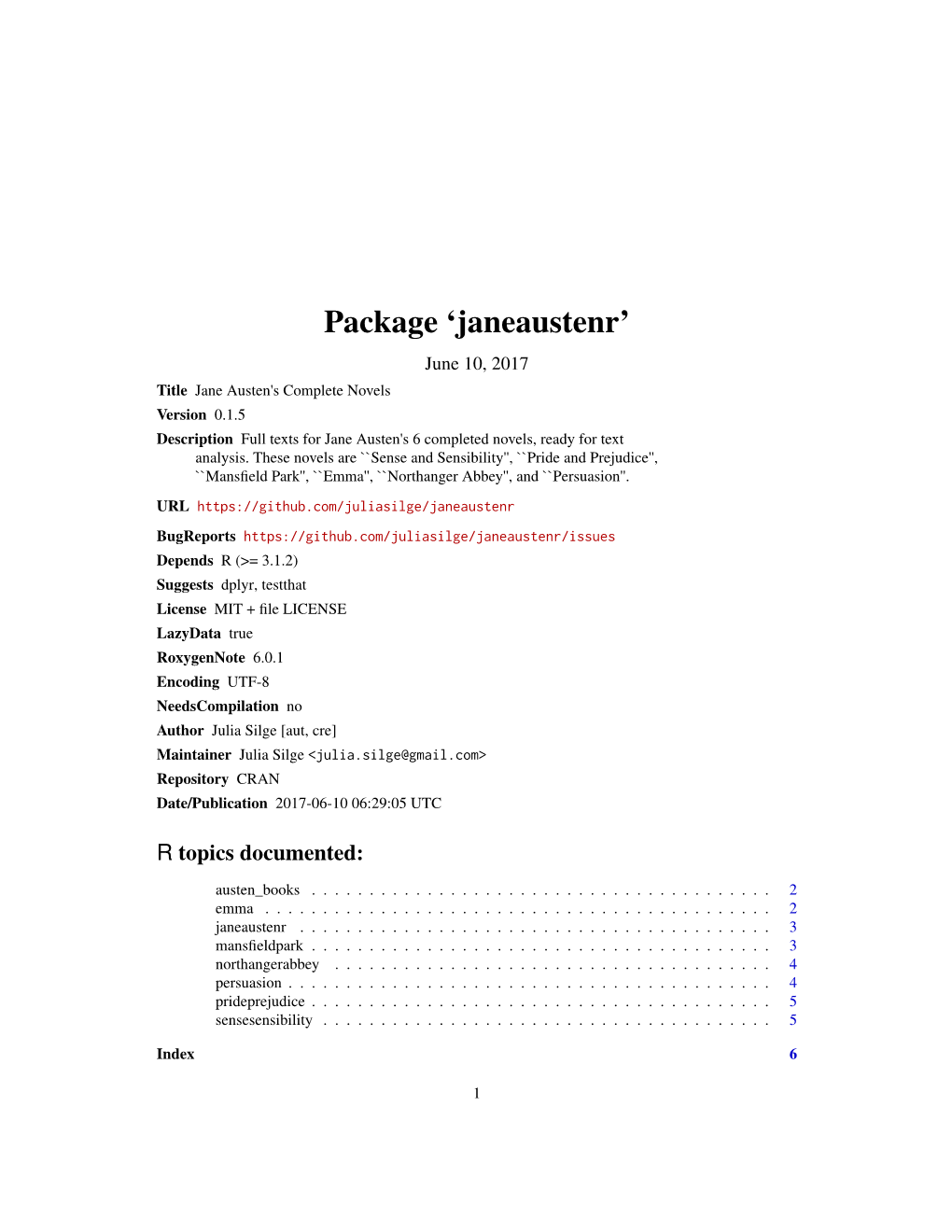 Package 'Janeaustenr'