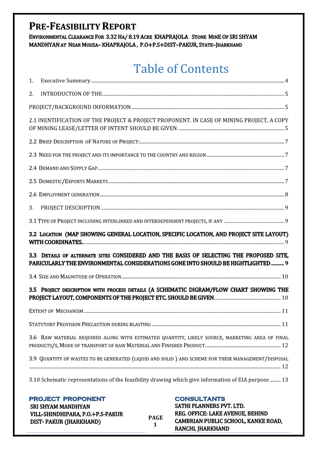 Table of Contents 1