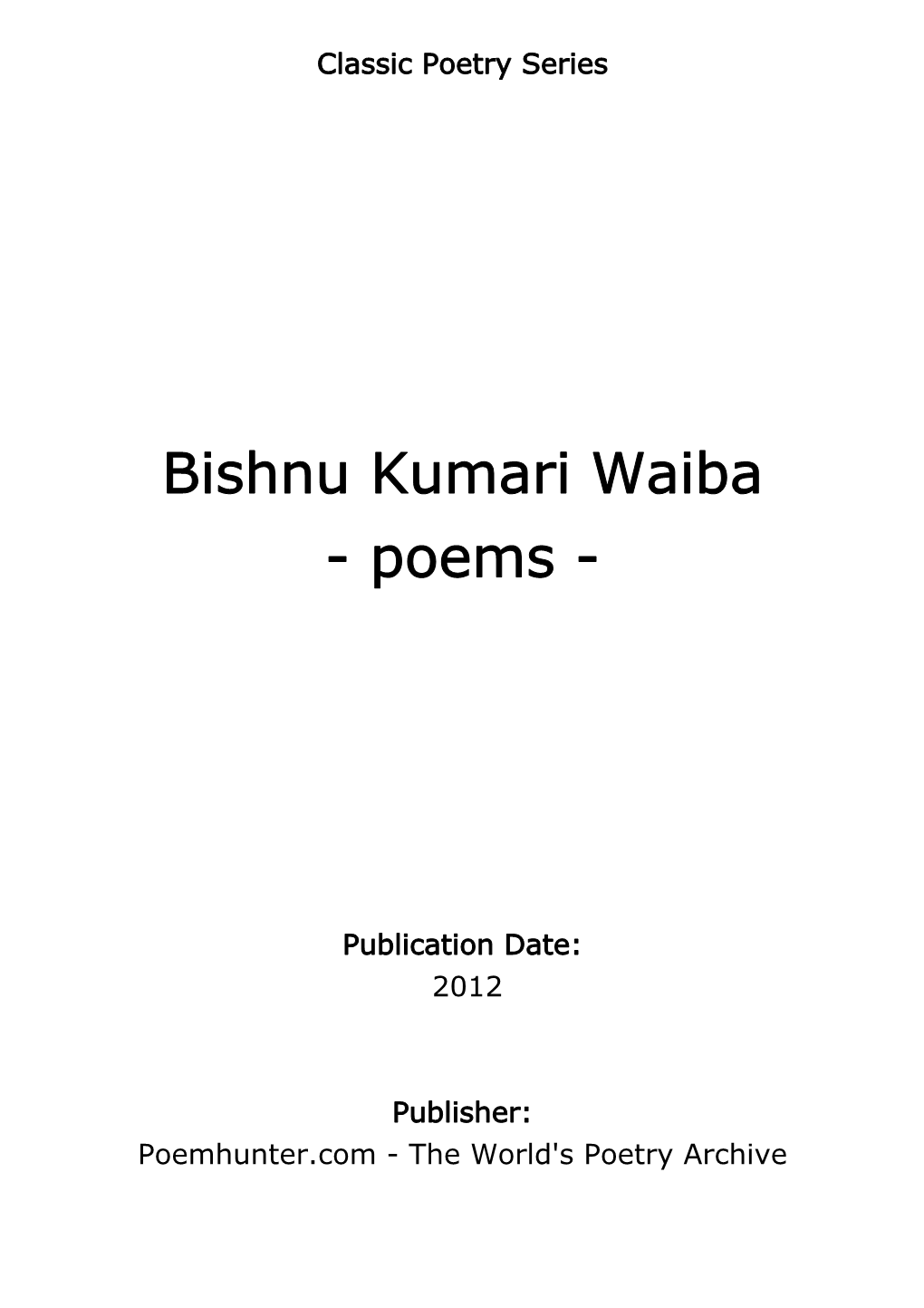 Bishnu Kumari Waiba - Poems