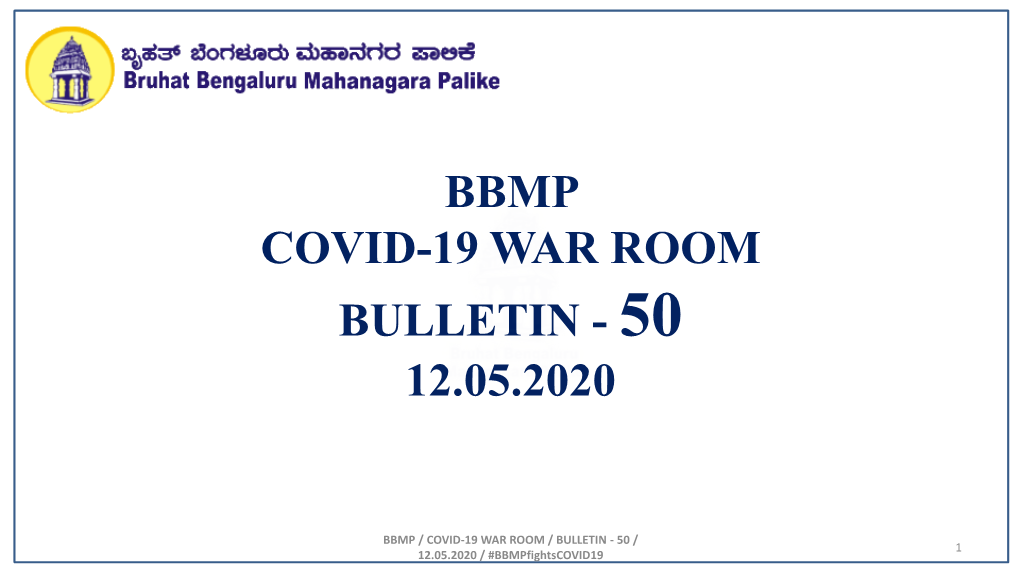 Bbmp Covid-19 War Room Bulletin-8 31.03.2020