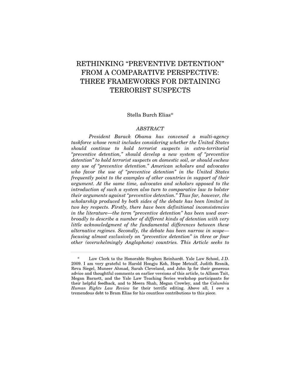 Three Frameworks for Detaining Terrorist Suspects