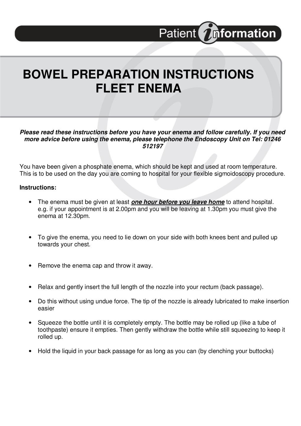 Bowel Preparation Instructions Fleet Enema