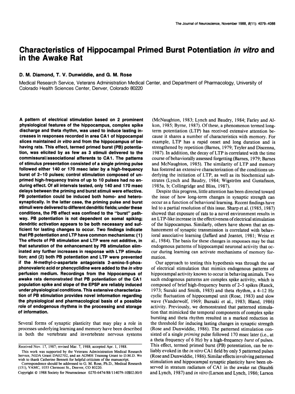 Characteristics of Hippocampal Primed Burst Potentiation in Vitro and in the Awake Rat