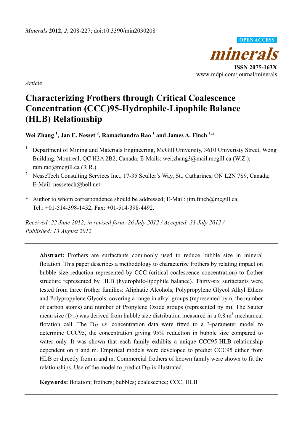 (CCC)95-Hydrophile-Lipophile Balance (HLB) Relationship