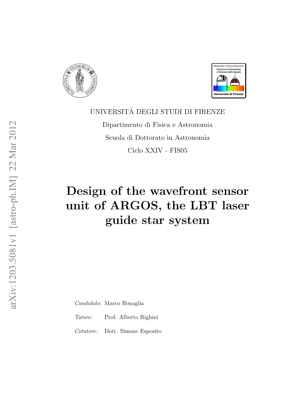 Design of the Wavefront Sensor Unit of ARGOS, the LBT Laser Guide Star System