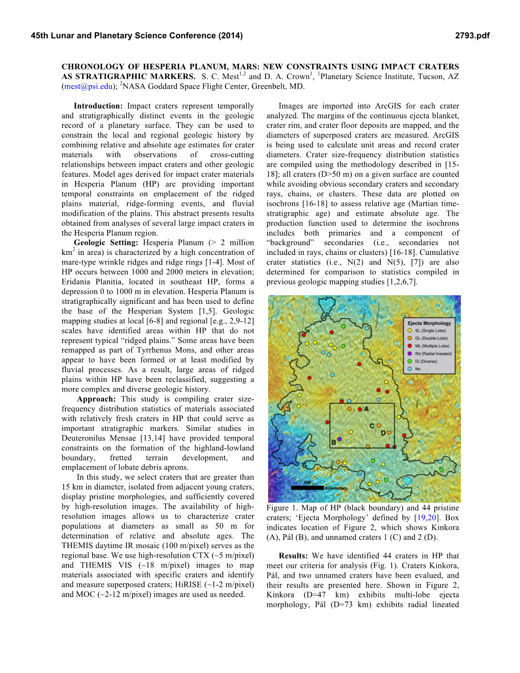 Chronology of Hesperia Planum, Mars: New Constraints Using Impact Craters As Stratigraphic Markers