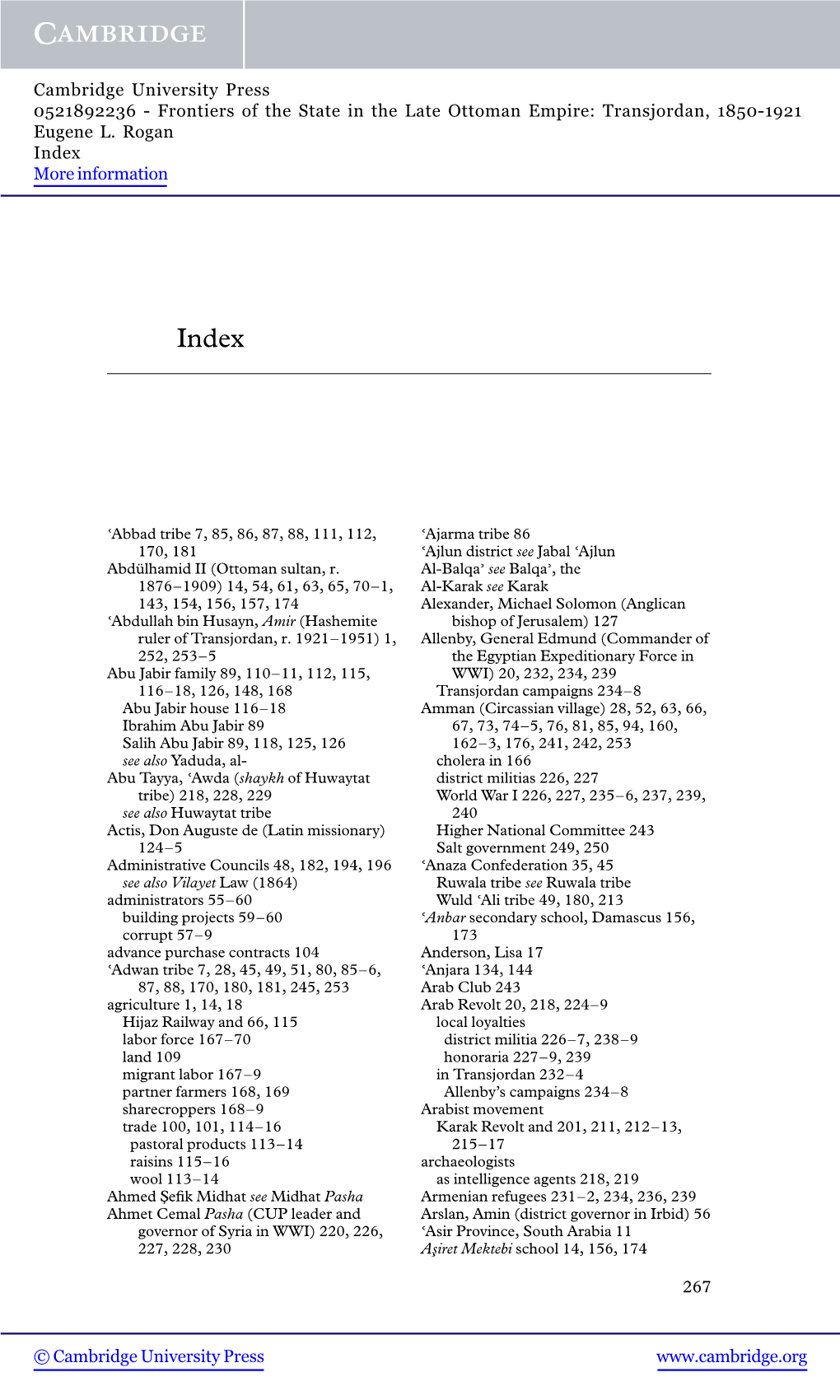 Frontiers of the State in the Late Ottoman Empire: Transjordan, 1850-1921 Eugene L