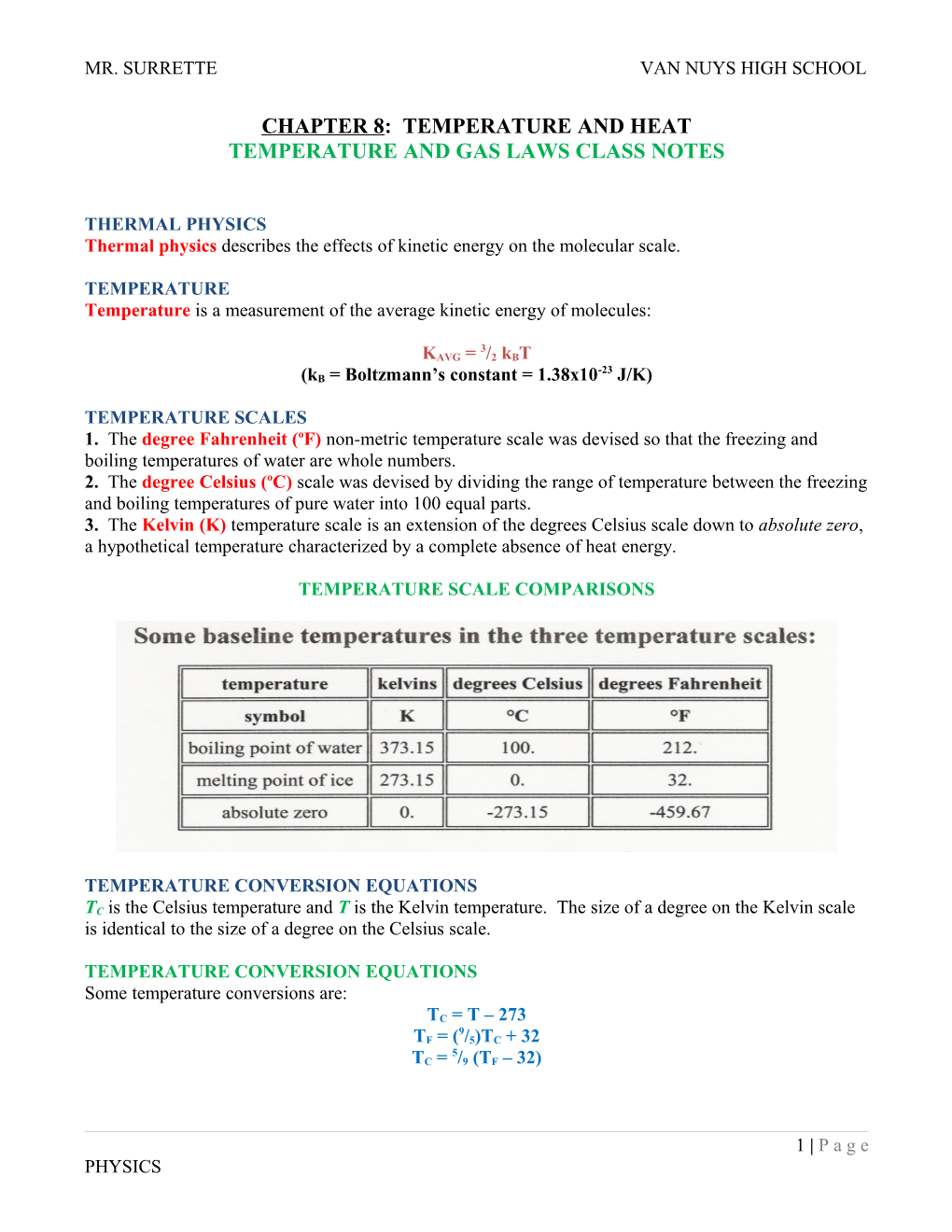 Chapter 8: Temperature and Heat s1