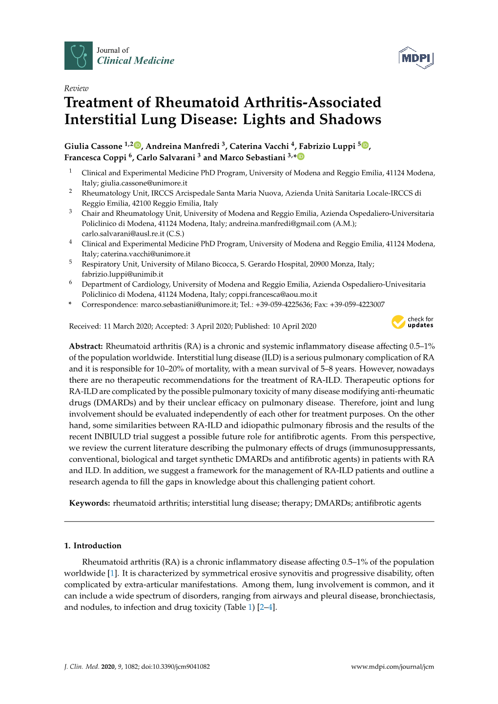 Treatment of Rheumatoid Arthritis-Associated Interstitial Lung Disease: Lights and Shadows