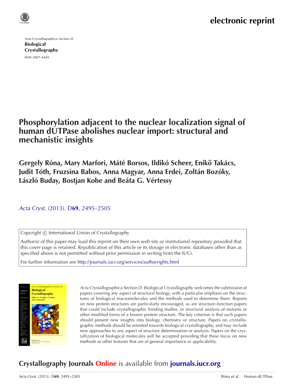 Electronic Reprint Phosphorylation Adjacent to the Nuclear Localization