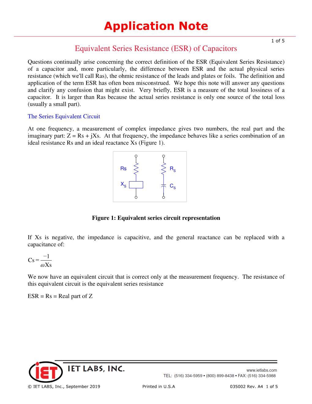 Equivalent Series Resistance (ESR) of Capacitors