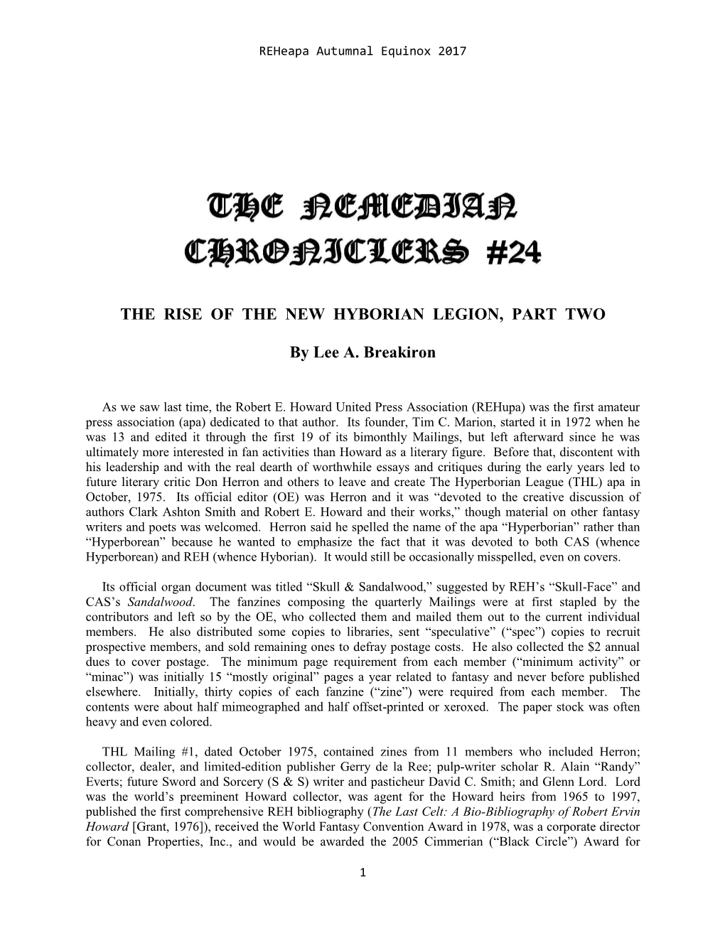 The Nemedian Chroniclers #24 [AE17]