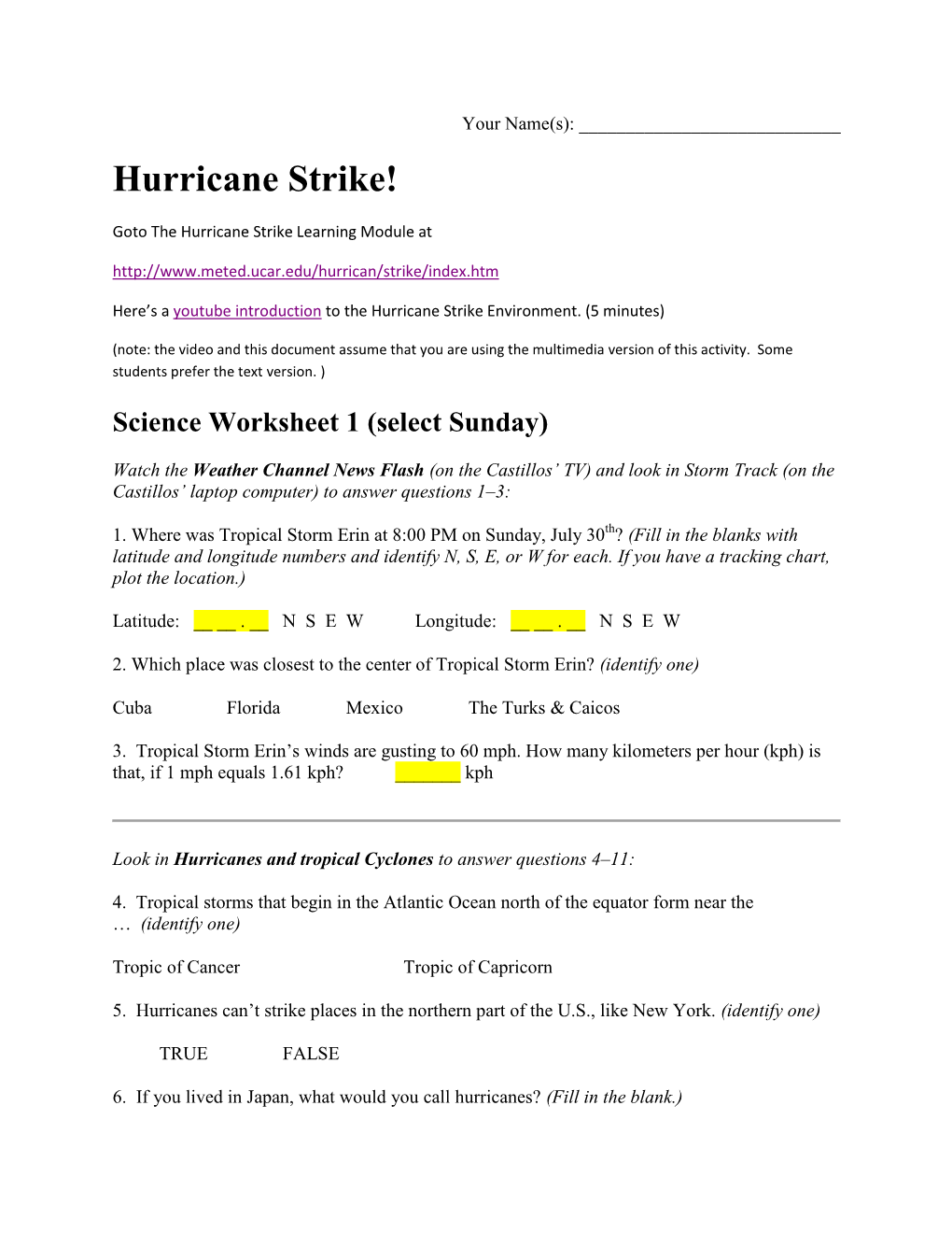 Hurricane Strike!