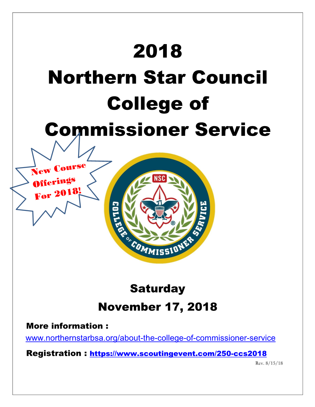 2018 Northern Star Council College of Commissioner Service