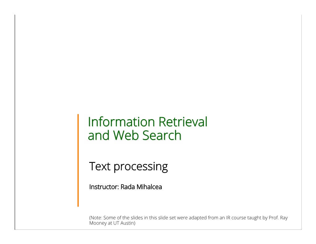 Information Retrieval and Web Search