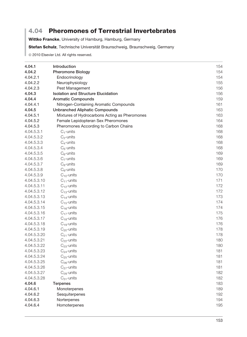 4.04 Pheromones of Terrestrial Invertebrates