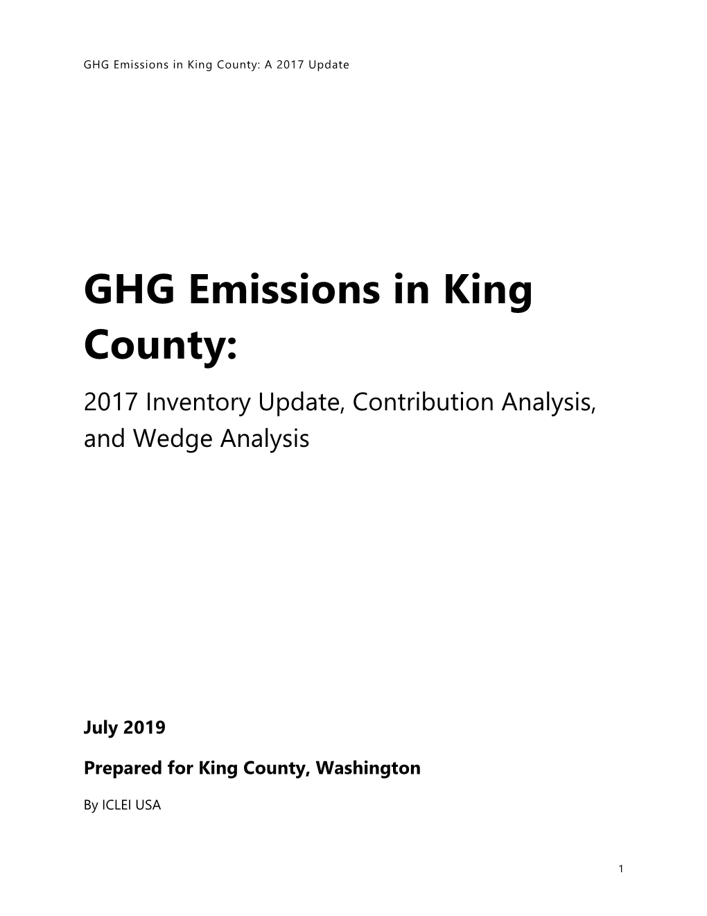 GHG Emissions in King County: a 2017 Update