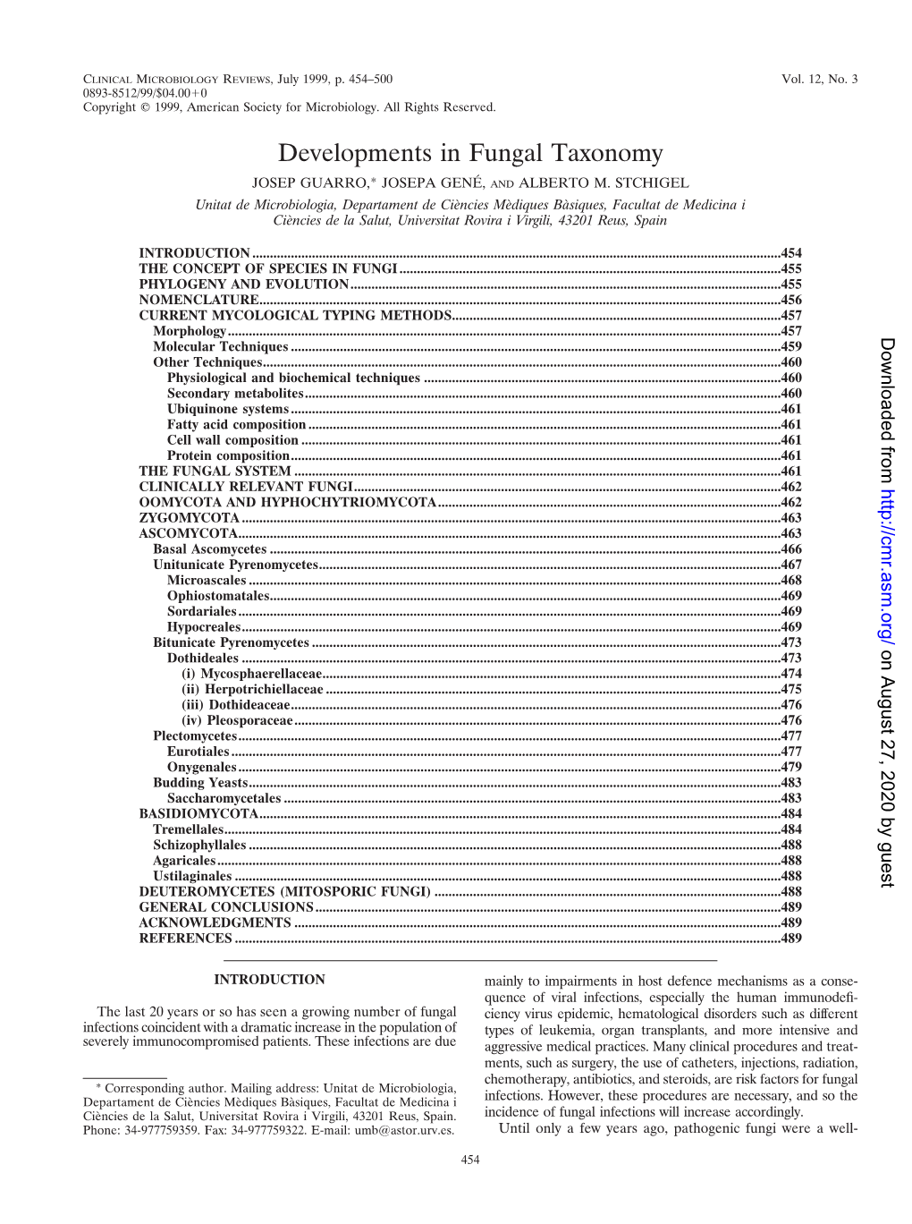 Developments in Fungal Taxonomy