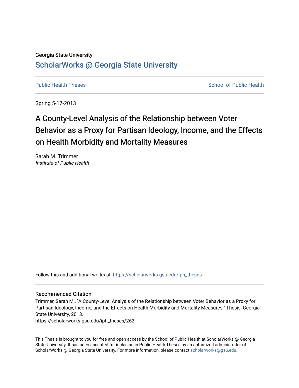 A County-Level Analysis of the Relationship Between Voter