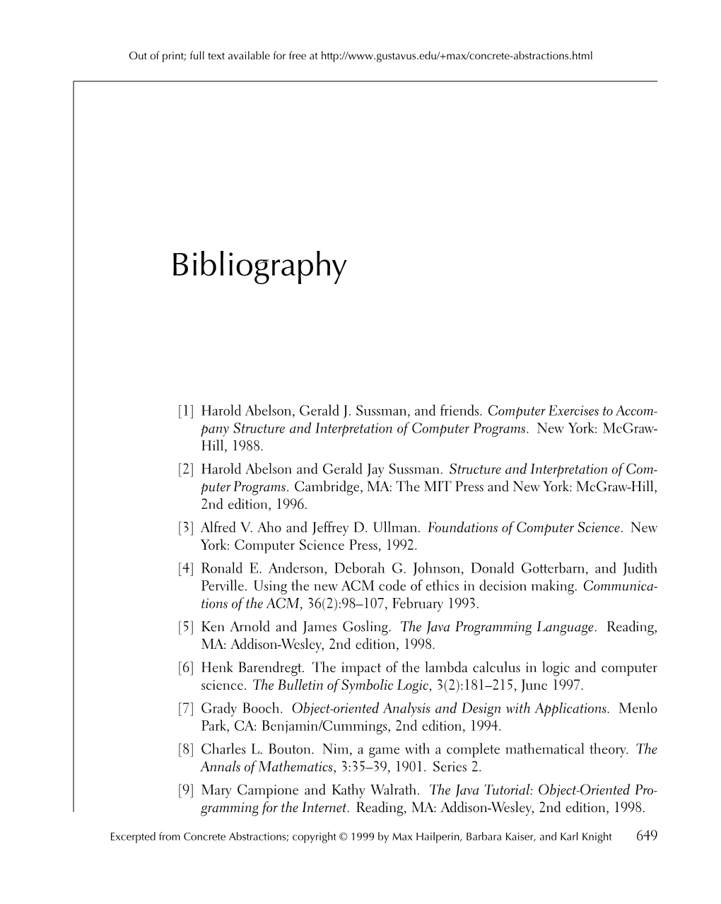 Bibliography of Concrete Abstractions: an Introduction To