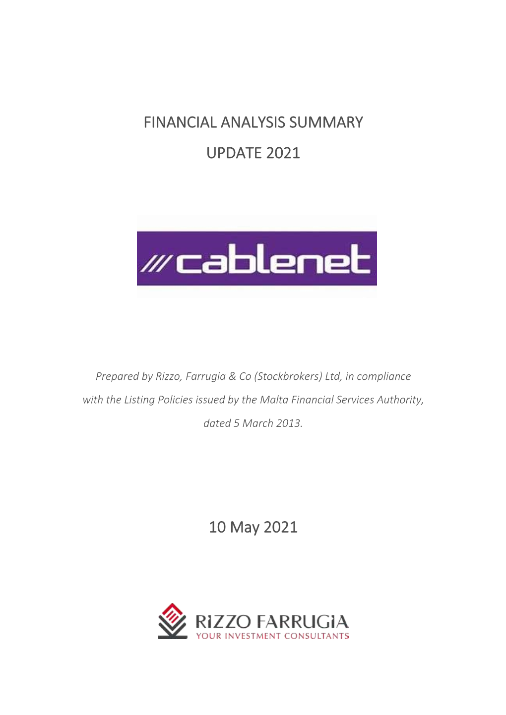 Financial Analysis Summary Update 2021