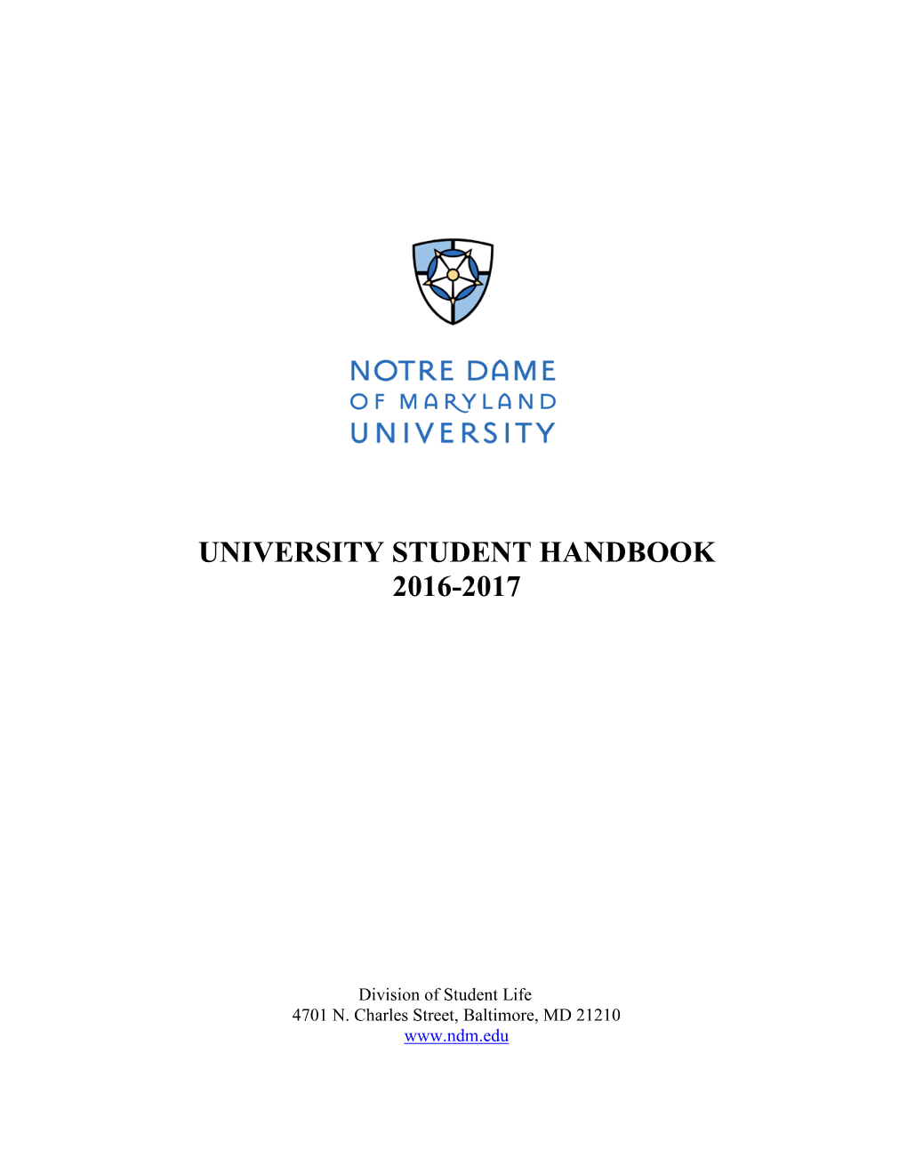 NDMU Student Handbook 10142016 DRAFT Clean (00339658).DOCX