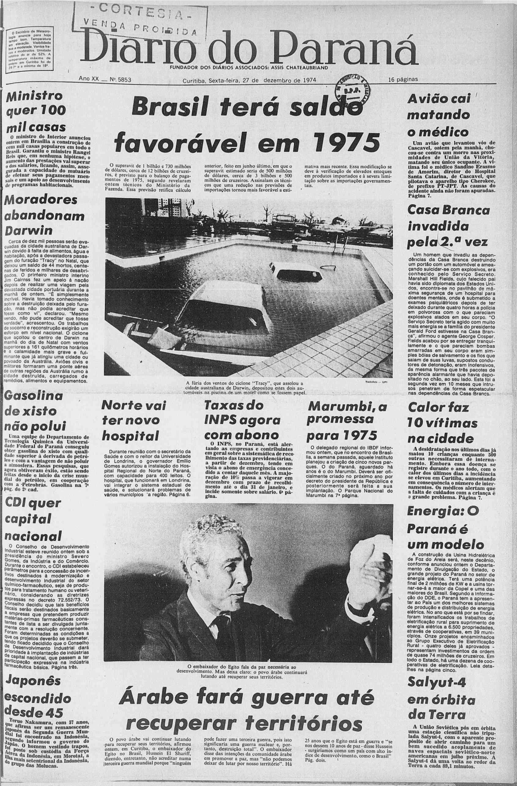 Brasil Terá Sal Favorável Em 1975