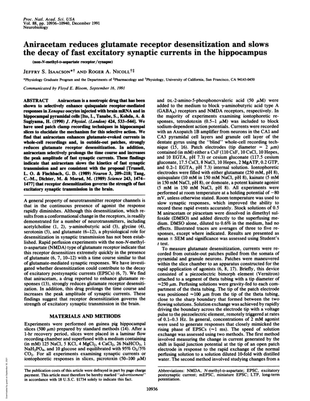 Aniracetam Reduces Glutamate Receptor Desensitization and Slows