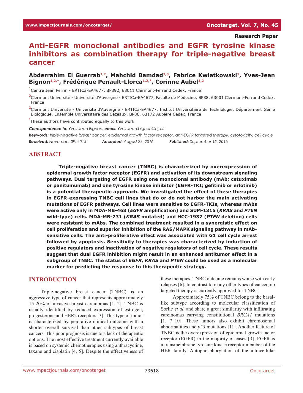 Anti-EGFR Monoclonal Antibodies and EGFR Tyrosine Kinase Inhibitors As Combination Therapy for Triple-Negative Breast Cancer